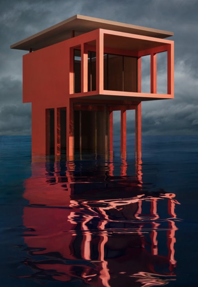 James Casebere pabellón rojo coral. Porche y terraza